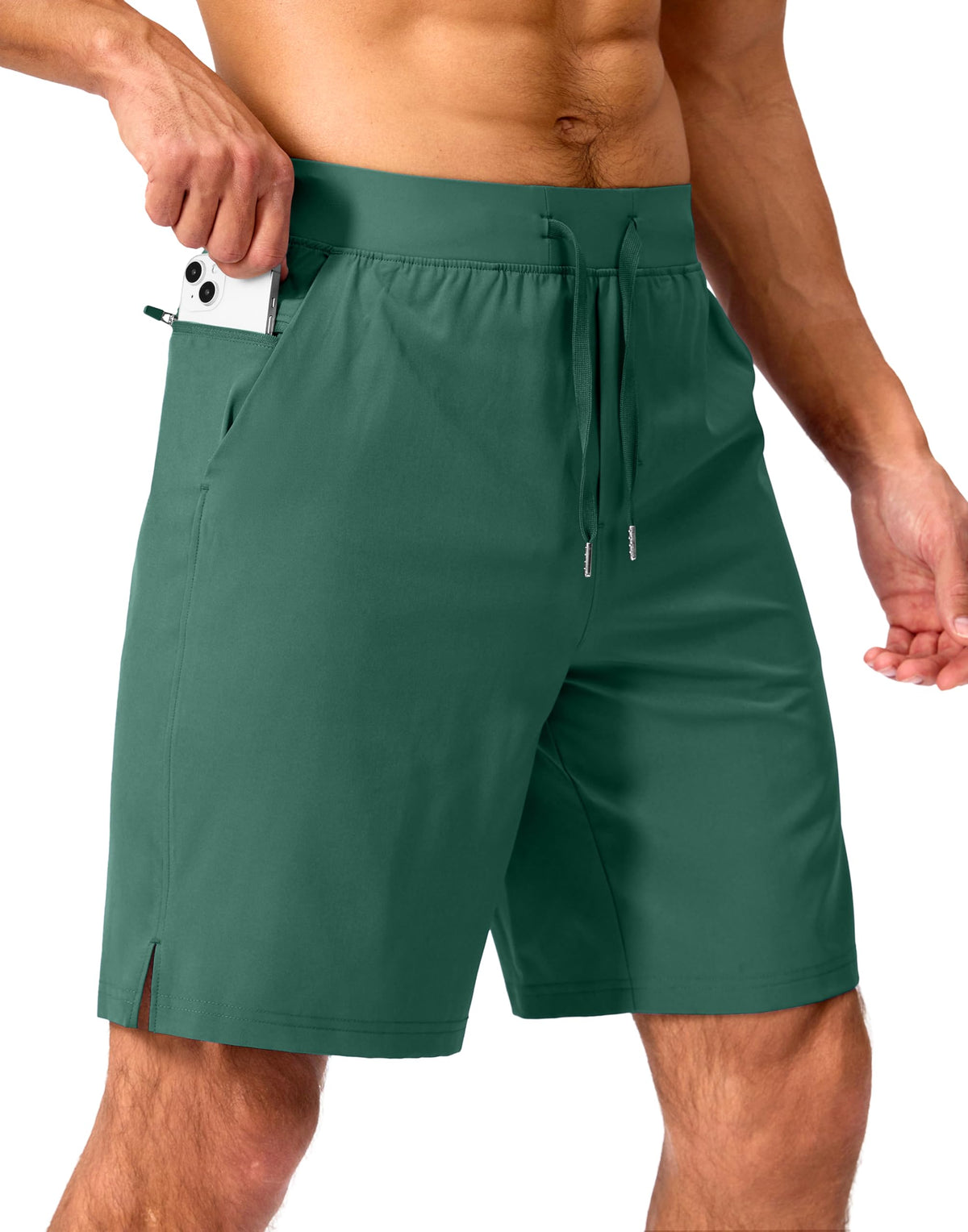 Soothfeel Men's Athletic Running Shorts Zipper Pockets 9"/7"/5 Workout Gym