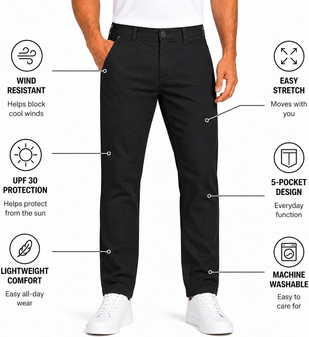 Spyder Mens Work Pants - Stretch Lightweight UPF 30 Workwear Pockets