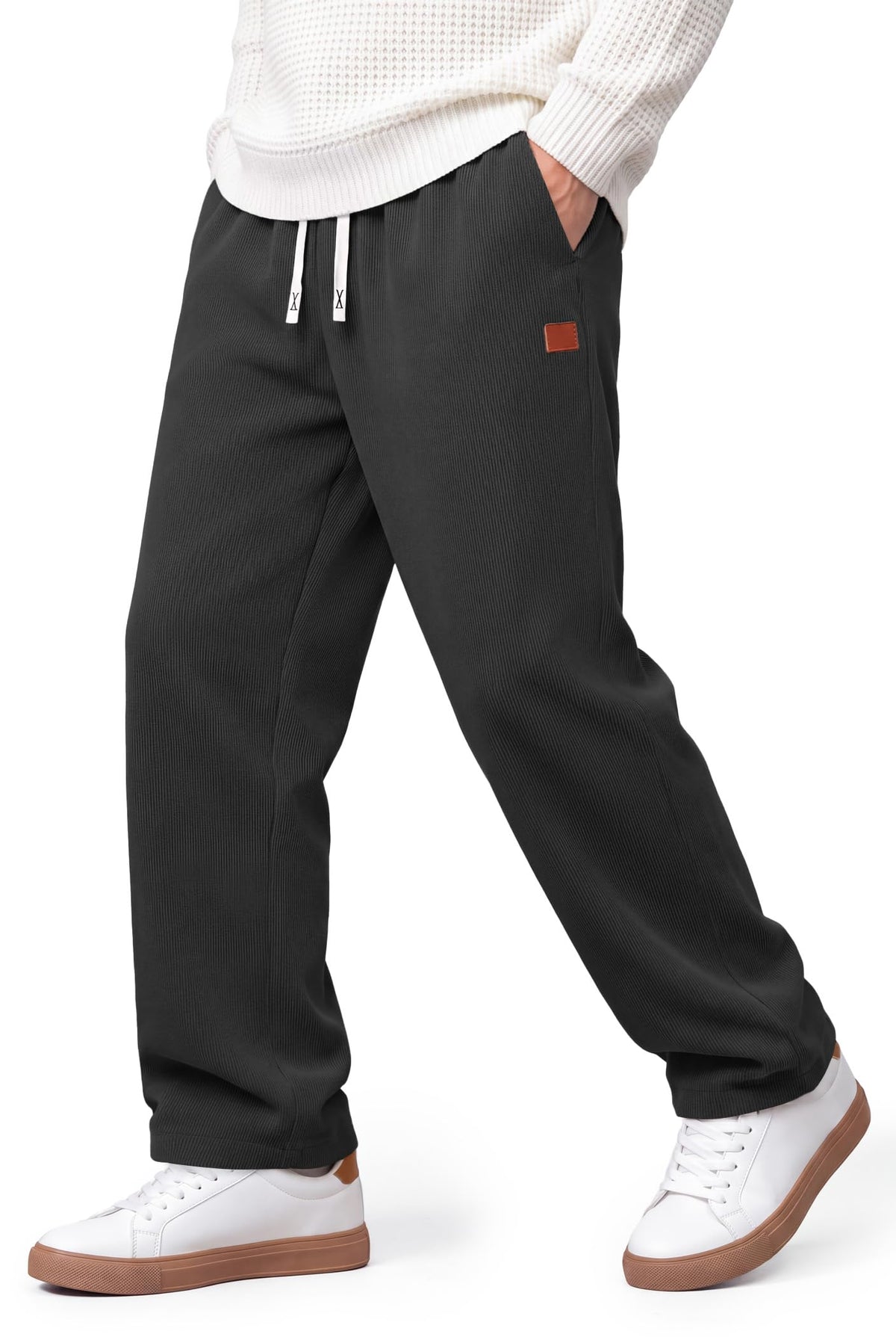 COOFANDY Mens Corduroy Pants Casual Elastic Waist Drawstring Sweatpants