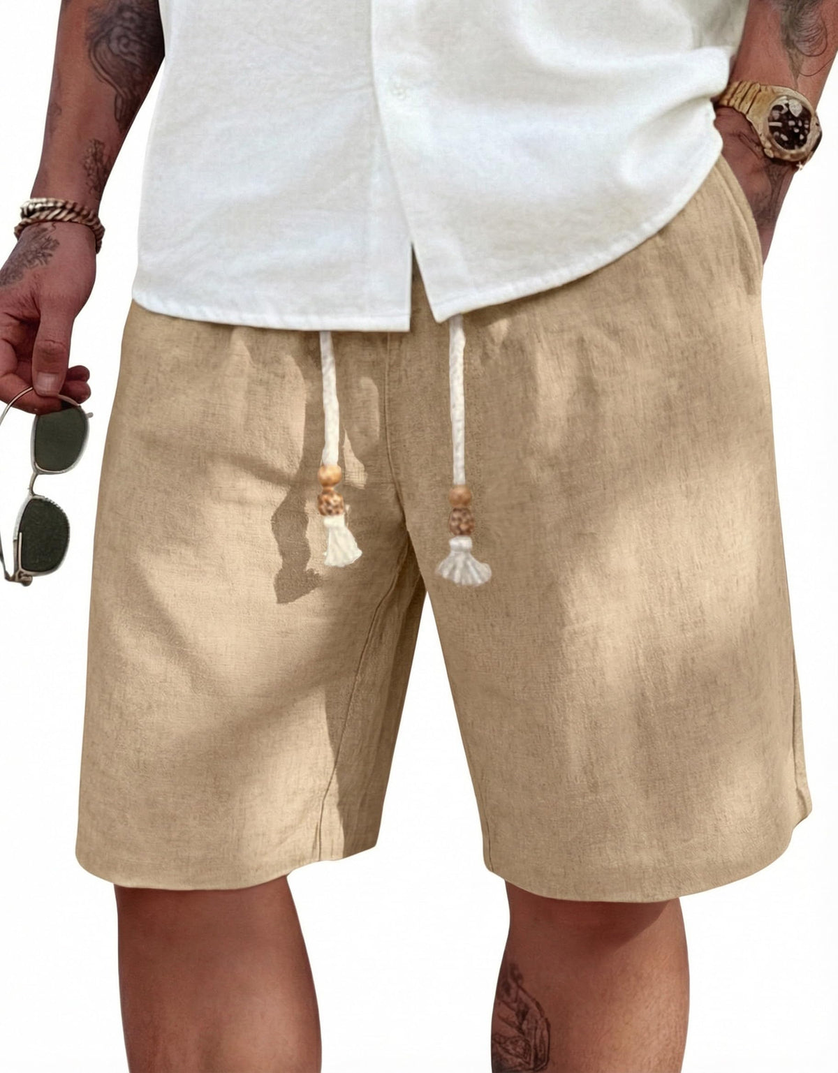 COOFANDY Men's Linen Shorts Casual Summer Beach 9"/ 7" Drawstring Shorts