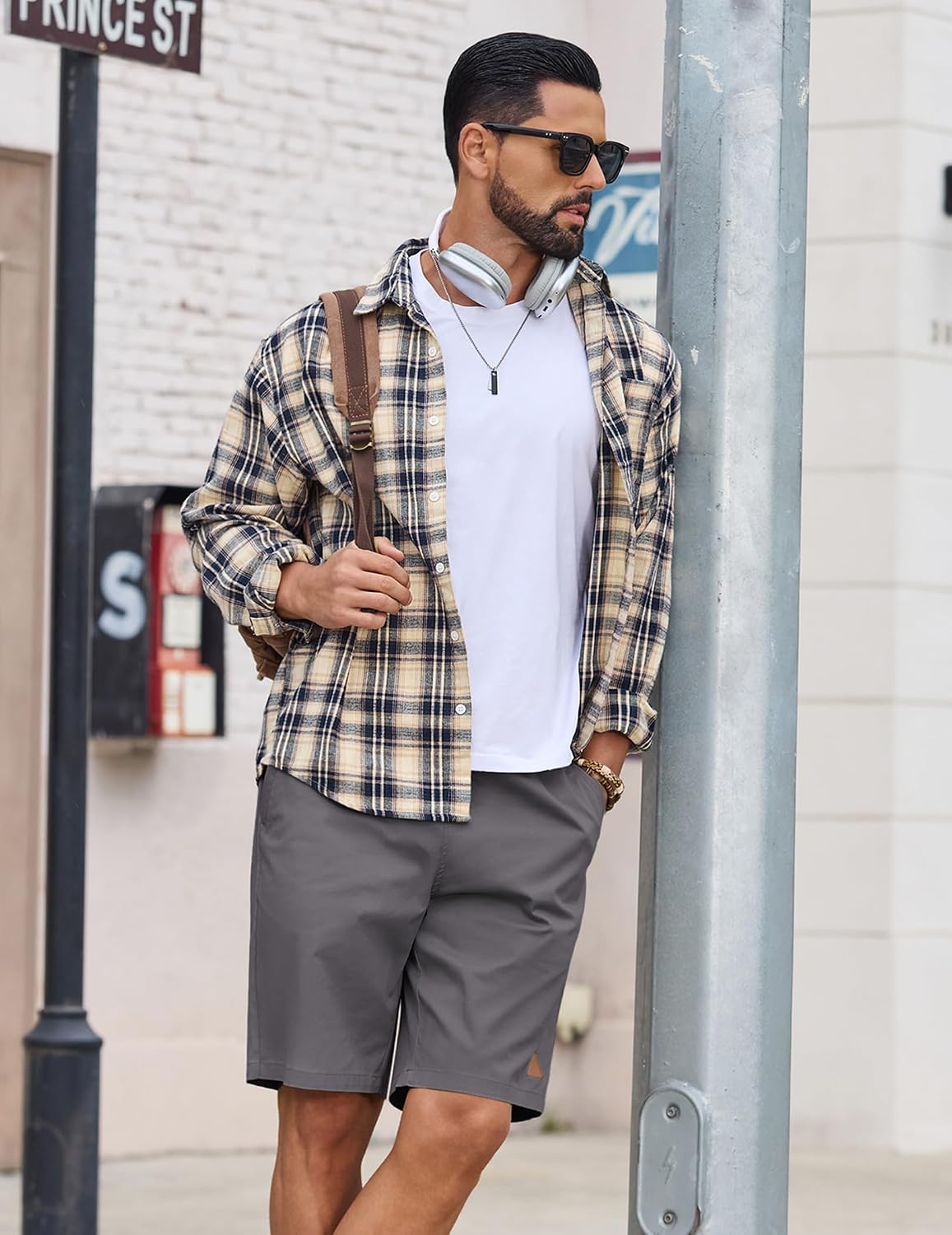 COOFANDY Mens 9" Casual Shorts with Zipper Pockets Lightweight Chino Shorts