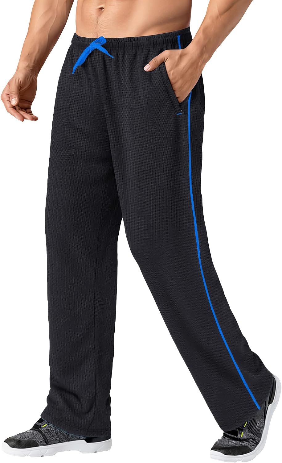 MAGNIVIT Men's Lightweight Sweatpants Loose Open Bottom Mesh Athletic Pant