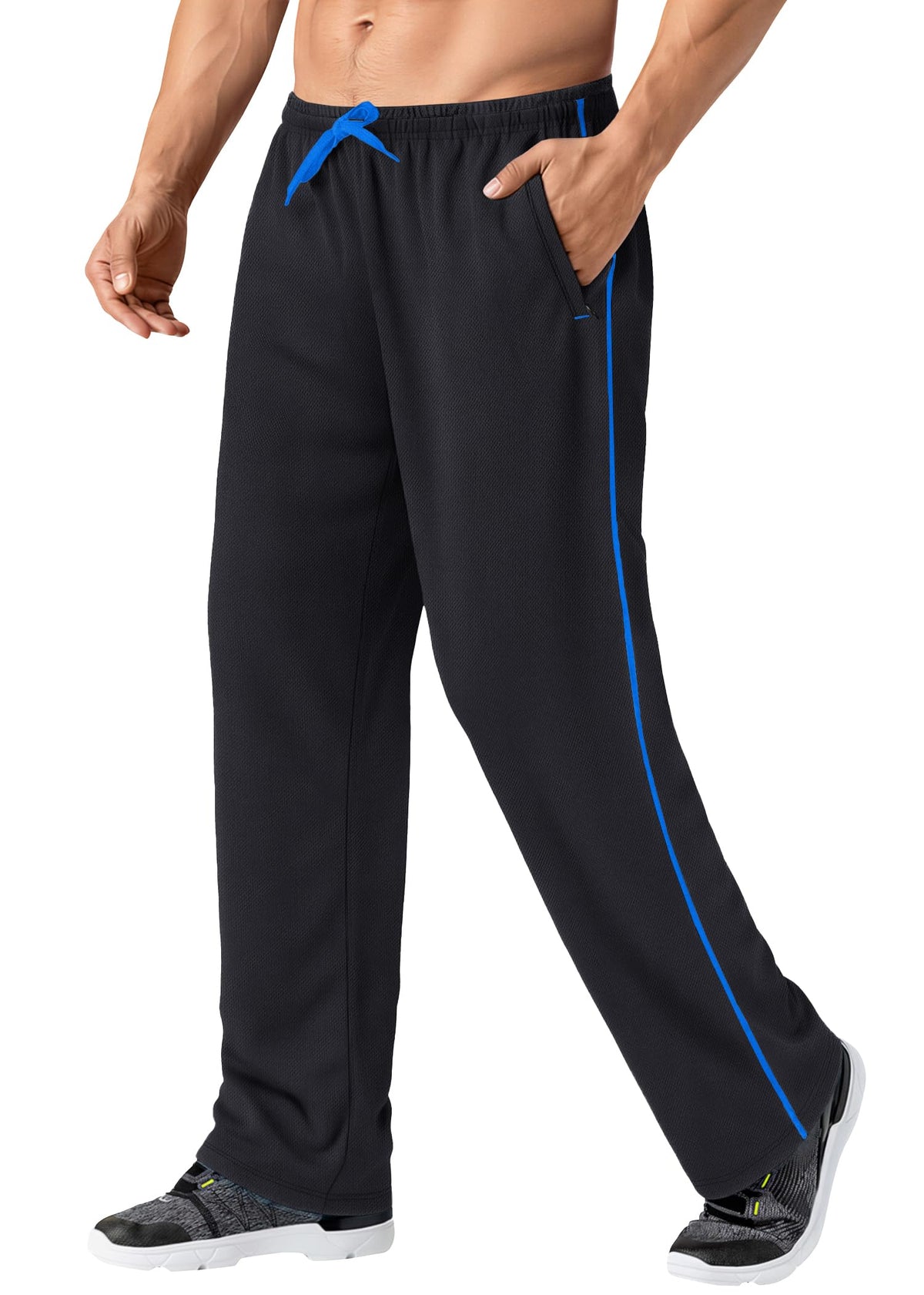 MAGNIVIT Men's Lightweight Sweatpants Loose Open Bottom Mesh Athletic Pant