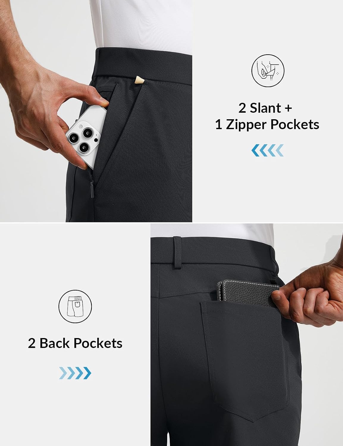 baleaf Men's 7''/9''Golf Shorts Causal Dress Work Zipper Pockets