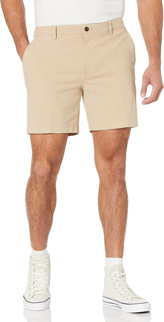 Amazon Essentials Men's Slim-Fit 7" Lightweight Comfort Stretch Oxford Shorts with Tapered Leg for Casual Wear