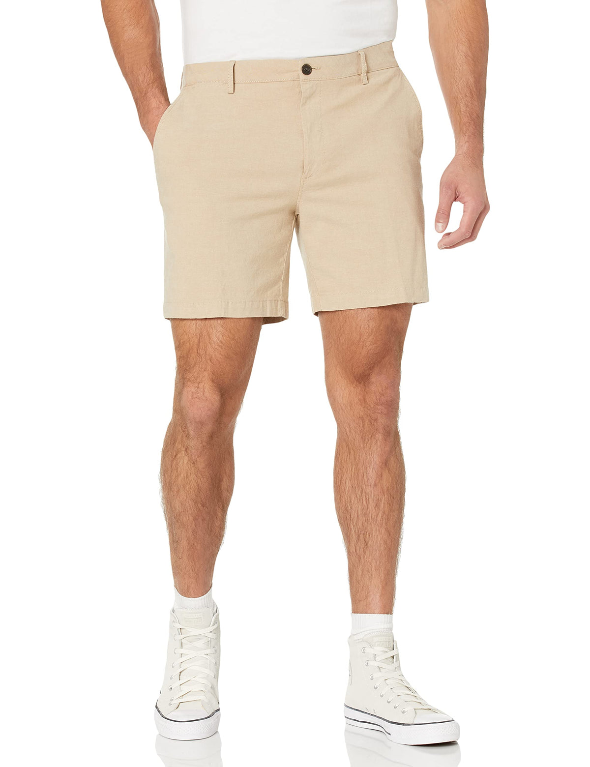 Amazon Essentials Men's Slim-Fit 7" Lightweight Comfort Stretch Oxford Shorts with Tapered Leg for Casual Wear