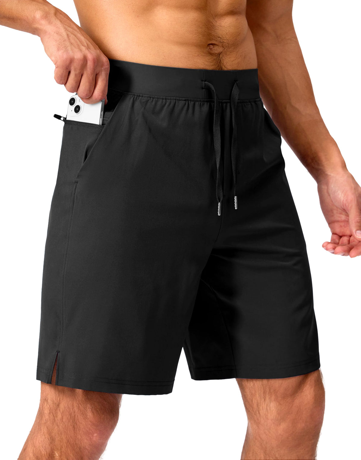 Soothfeel Men's Athletic Running Shorts Zipper Pockets 9"/7"/5 Workout Gym