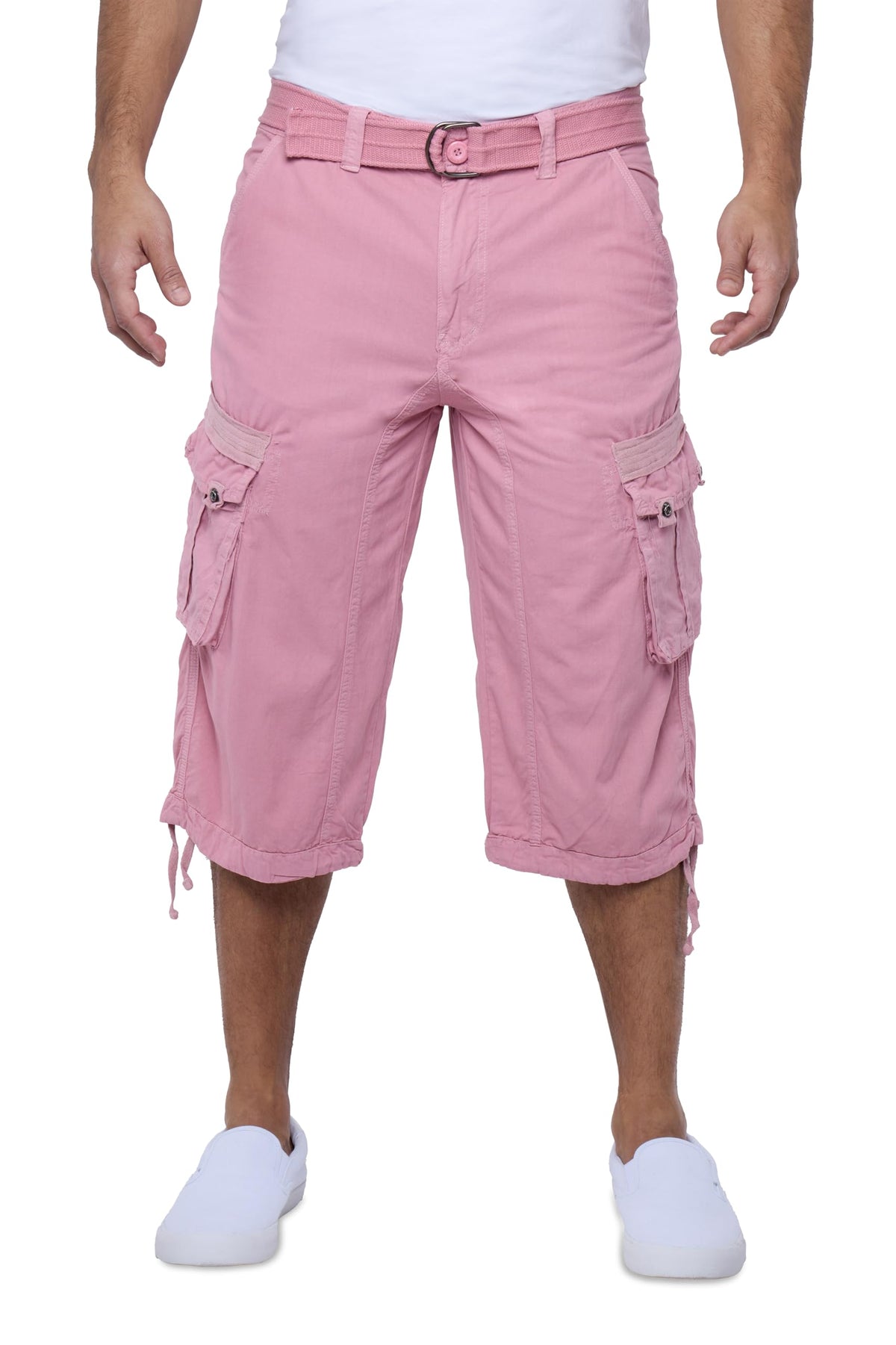 X RAY Men's Belted Long Cargo Shorts for Men, Below Knee Length Mens Cargo Shorts, 3/4 Pants (Big and Tall Shorts for Men)