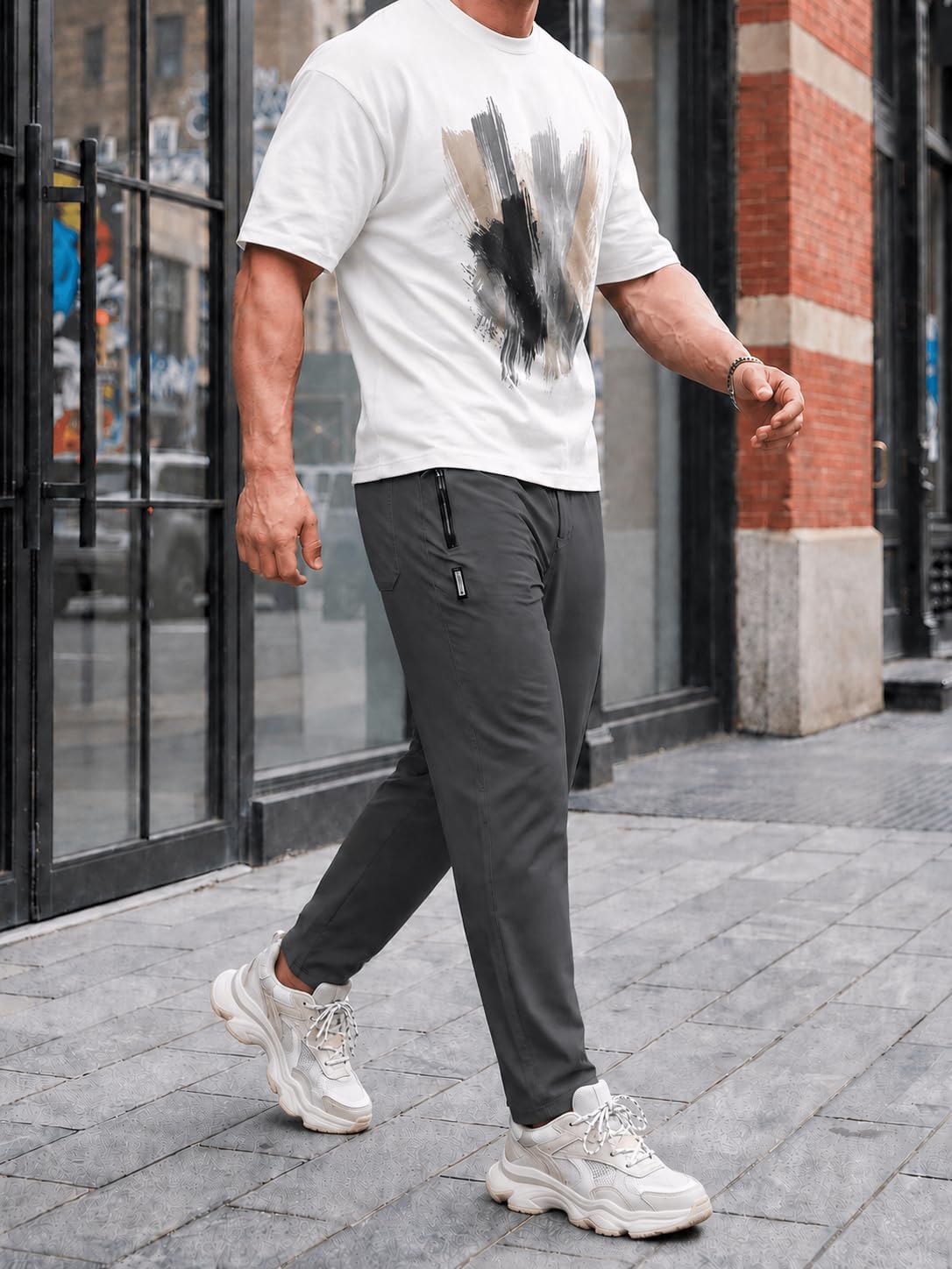 Men's Athletic Pants Lightweight Sweatpants Zipper Pockets
