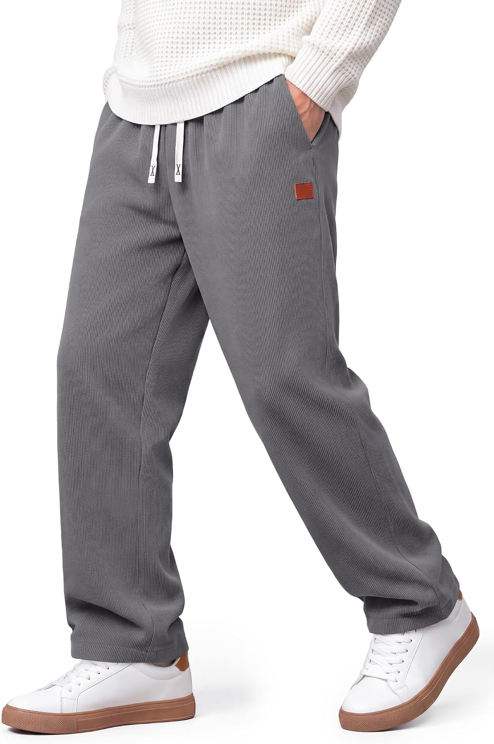 COOFANDY Mens Corduroy Pants Casual Elastic Waist Drawstring Sweatpants
