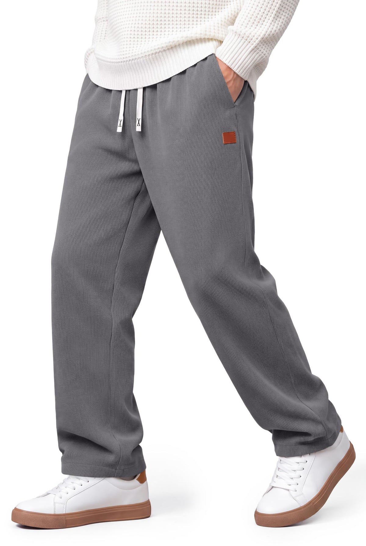 COOFANDY Mens Corduroy Pants Casual Elastic Waist Drawstring Sweatpants