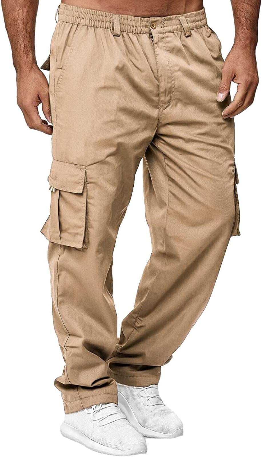 AIFARLD Men's Cargo Pants with Pockets Cotton Hiking Sweatpants Casual Athletic Jogger Sports Outdoor Trousers Relaxed Fit