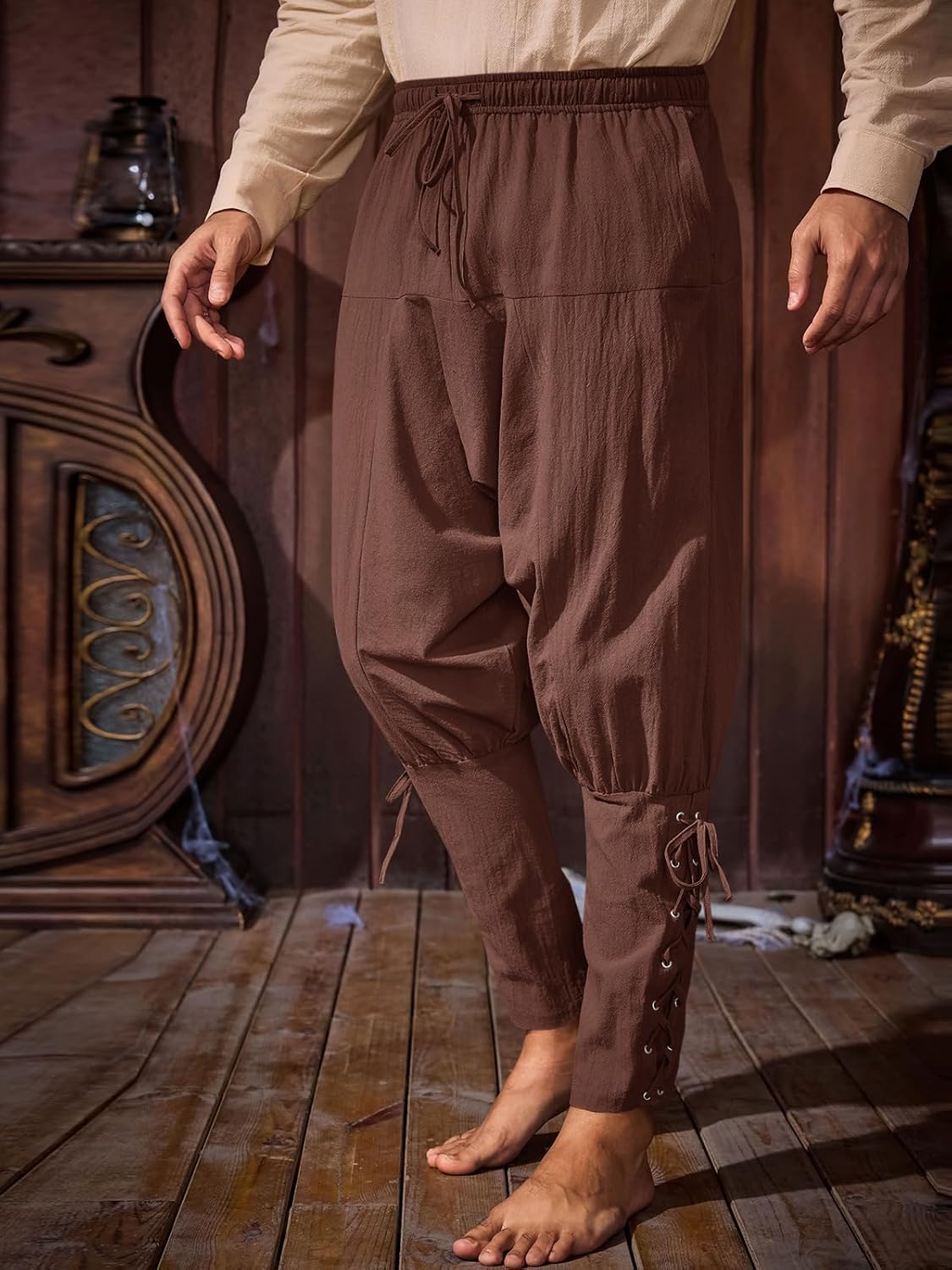 Runcati Mens Medieval Pants Renaissance Viking Pirate Costume Pants