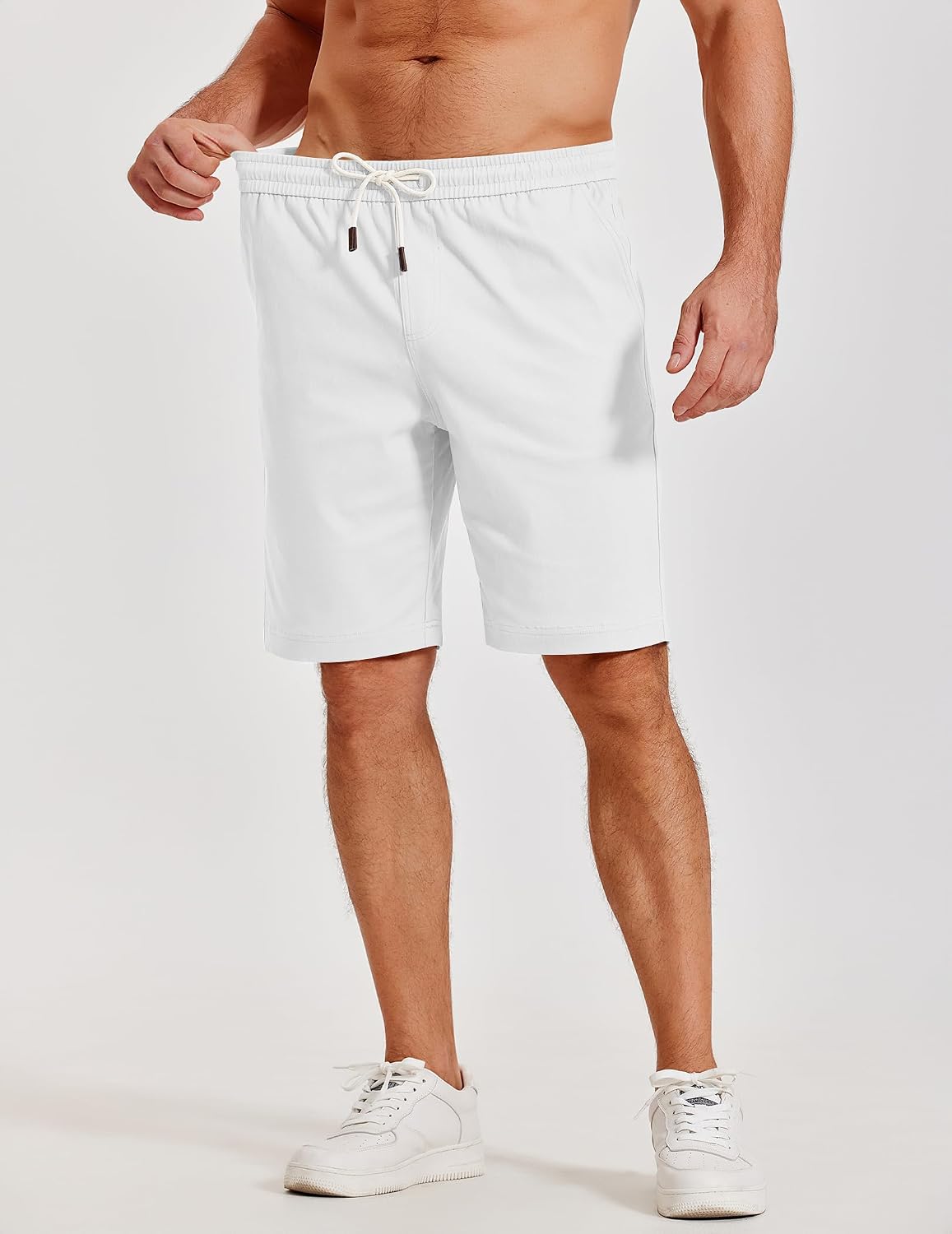 COOFANDY Mens Casual Shorts Cotton Elastic Waist Drawstring Beach Shorts