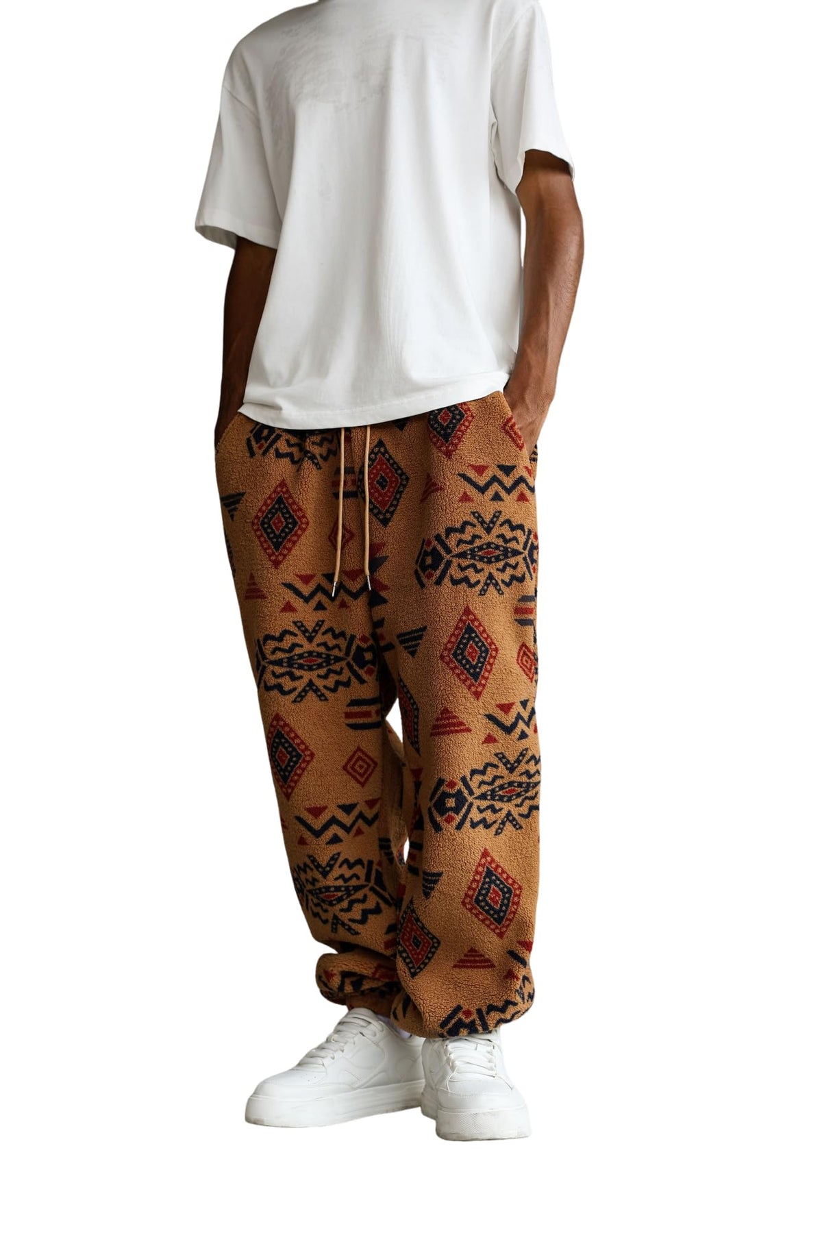 ZAFUL Men Fluffy Teddy Fuzzy Pajama Pants Plush Loungewear Trousers with Pockets