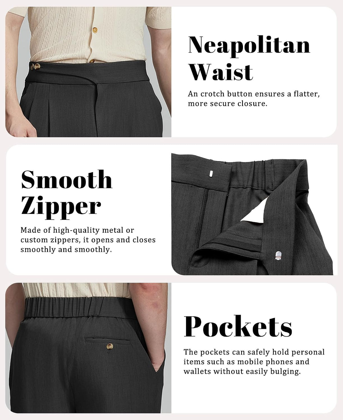 Susclude Mens Baggy Dress Pants Old Money Vintage Pleated Wide Leg Pants Summer Casual Slacks Relaxed Fit Trousers