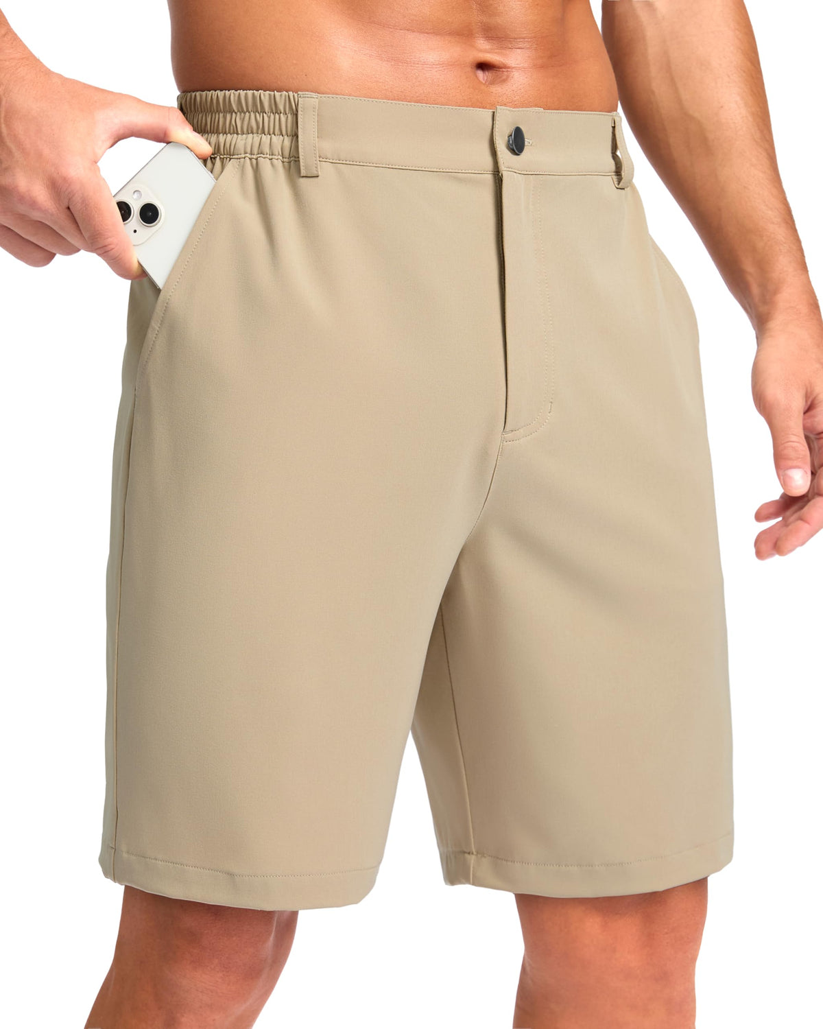 Pudolla Men's Casual Shorts 7"/9"/5" Lightweight Golf Shorts with 3 Pockets Stretch Quick Dry Comfy Work Shorts