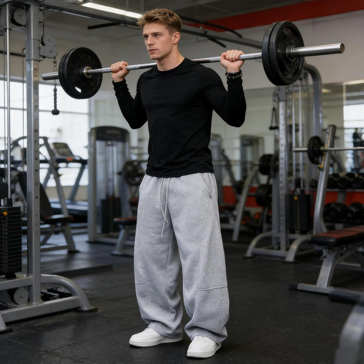 Mens Baggy Sweatpants Casual Wide Leg Pants