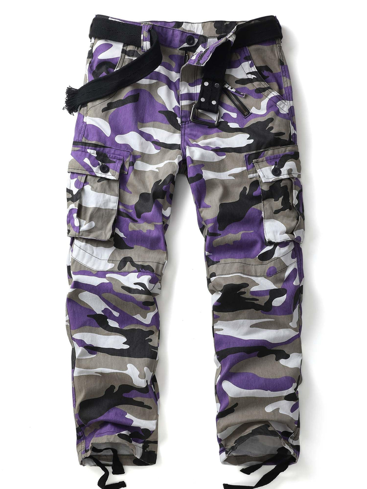 Men's Camo Cargo Work Pants Cotton Tactical Ripstop Casual Combat Pants with 8 Pockets