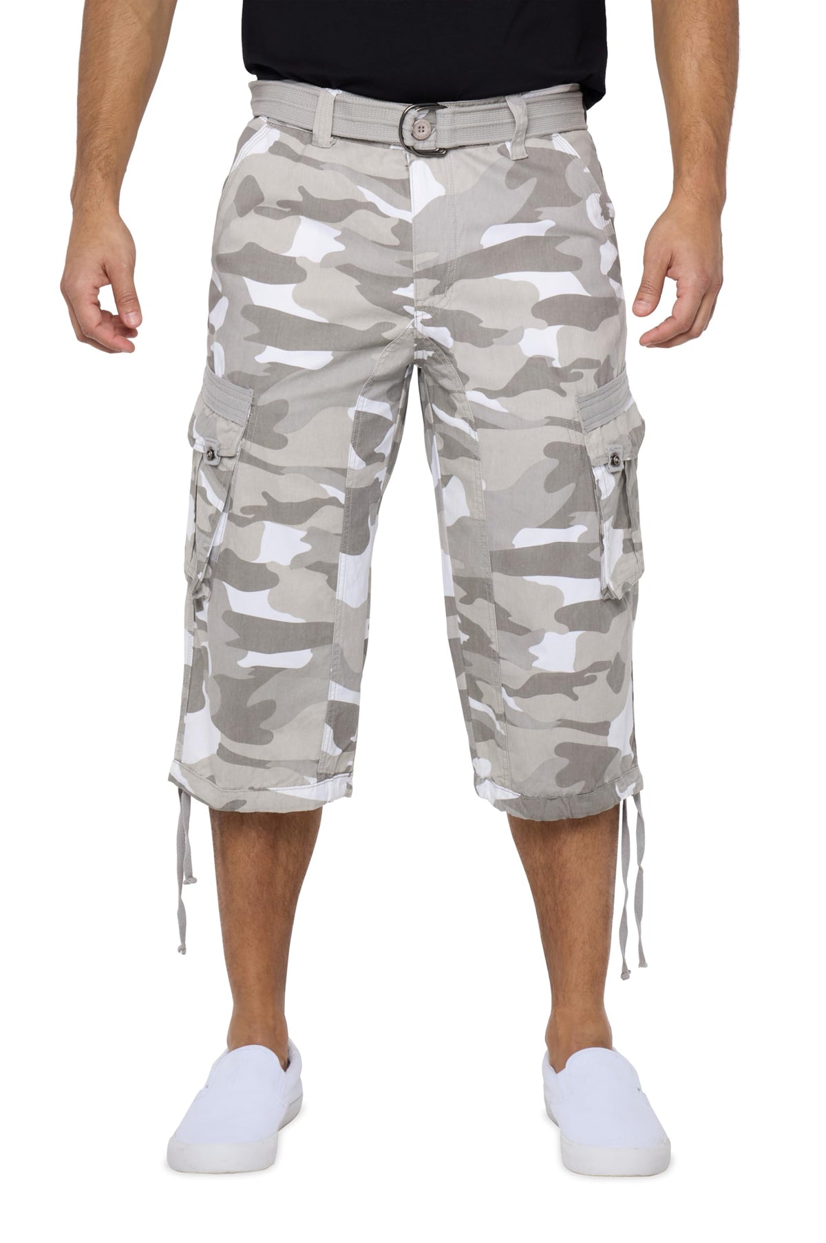 X RAY Men's Belted Long Cargo Shorts for Men, Below Knee Length Mens Cargo Shorts, 3/4 Pants (Big and Tall Shorts for Men)