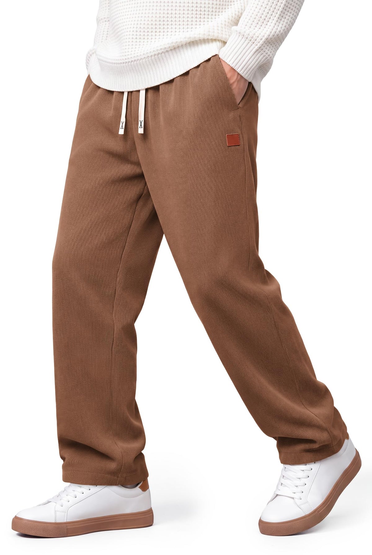 COOFANDY Mens Corduroy Pants Casual Elastic Waist Drawstring Sweatpants