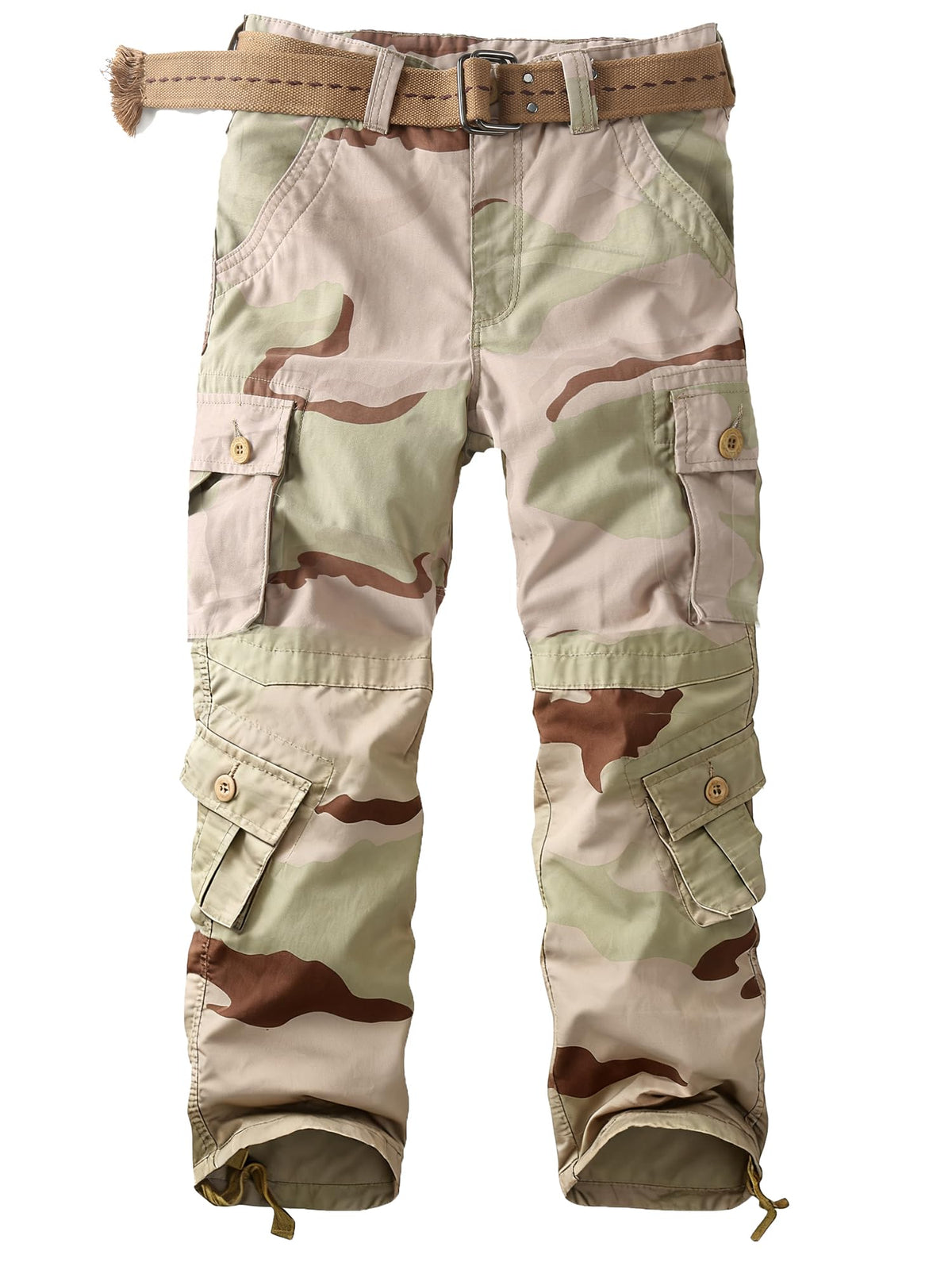 Men's Camo Cargo Work Pants Cotton Tactical Ripstop Casual Combat Pants with 8 Pockets
