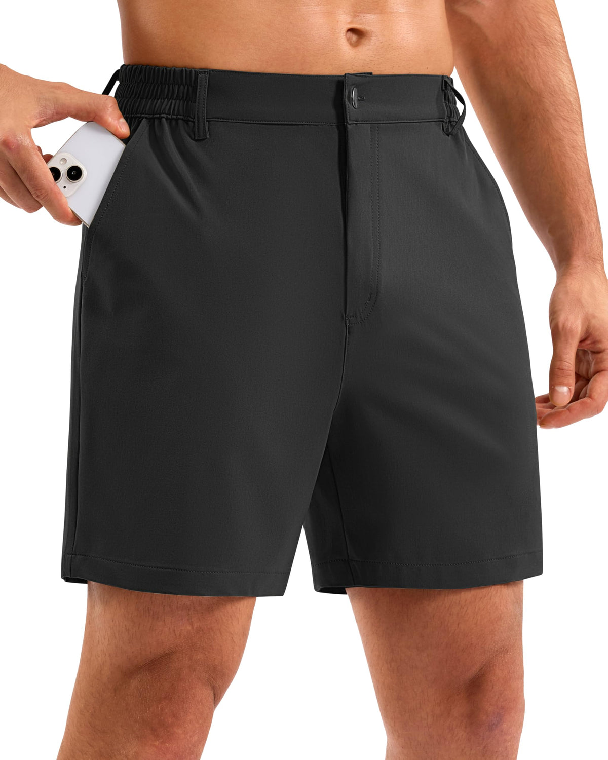 Pudolla Men's Casual Shorts 7"/9"/5" Lightweight Golf Shorts with 3 Pockets Stretch Quick Dry Comfy Work Shorts
