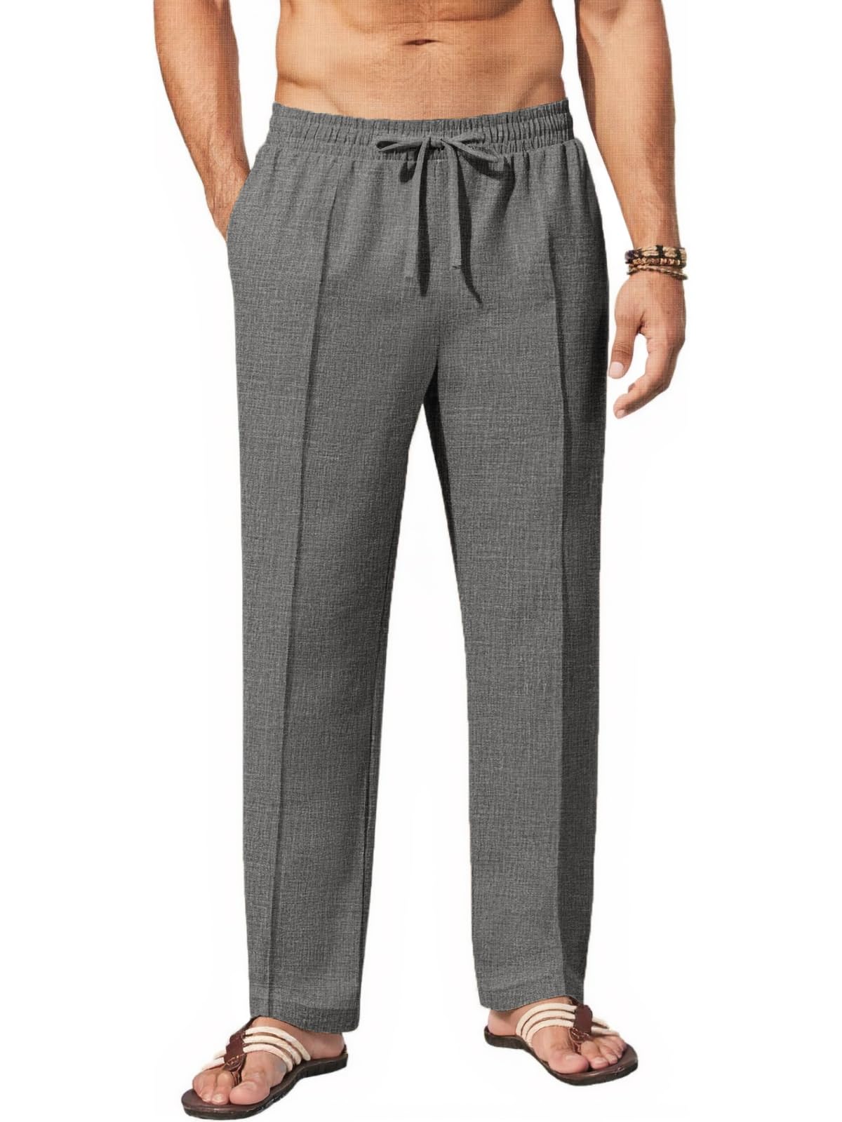 Makkrom Mens Casual Pants Lightweight Summer Beach Dress Pants