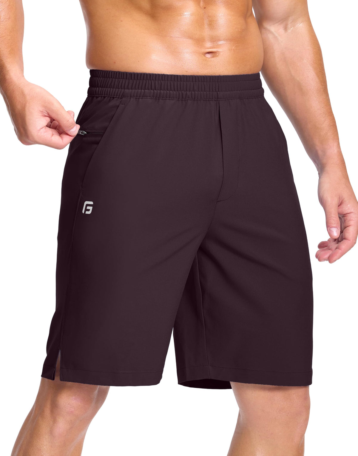 GGJ Men's Lightweight Athletic Shorts with 2 Zipper Pockets 7"/9"/5" Gym Workout Running Quick Dry Tennis Shorts for Men