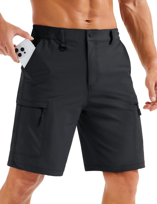 MAGCOMSEN Men's Hiking Cargo Shorts Quick Dry Lightweight 9" Golf Shorts Summer Casual Work Outdoor with 5 Zipper Pockets