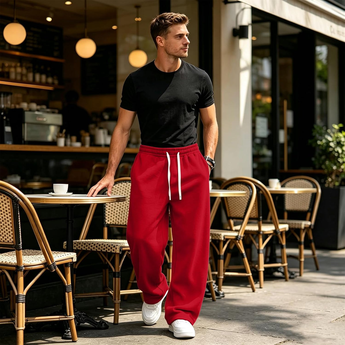 Men's Baggy Sweatpants Loose Fit Cool Active Elastic Waist Trousers