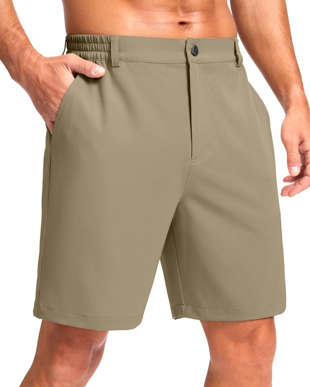 Pudolla Men's Casual Shorts 7"/9"/5" Lightweight Golf Shorts with 3 Pockets Stretch Quick Dry Comfy Work Shorts