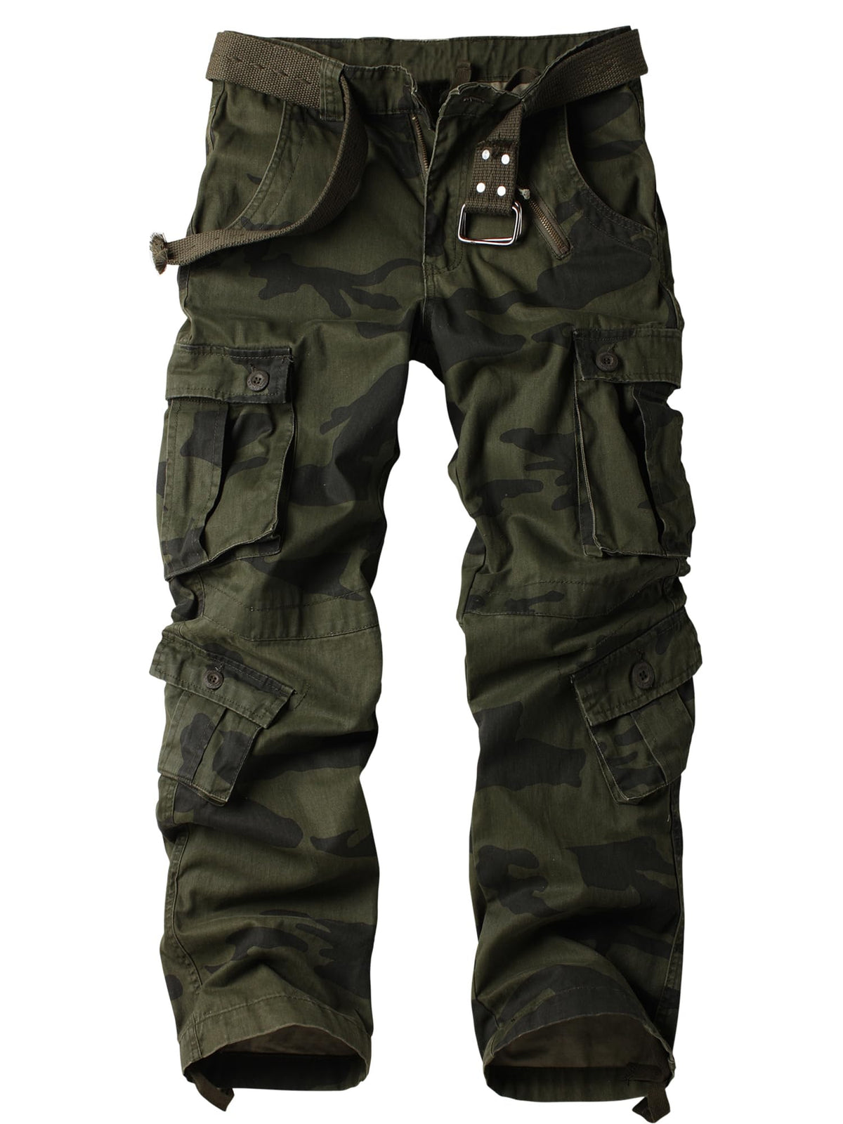 Men's Camo Cargo Work Pants Cotton Tactical Ripstop Casual Combat Pants with 8 Pockets