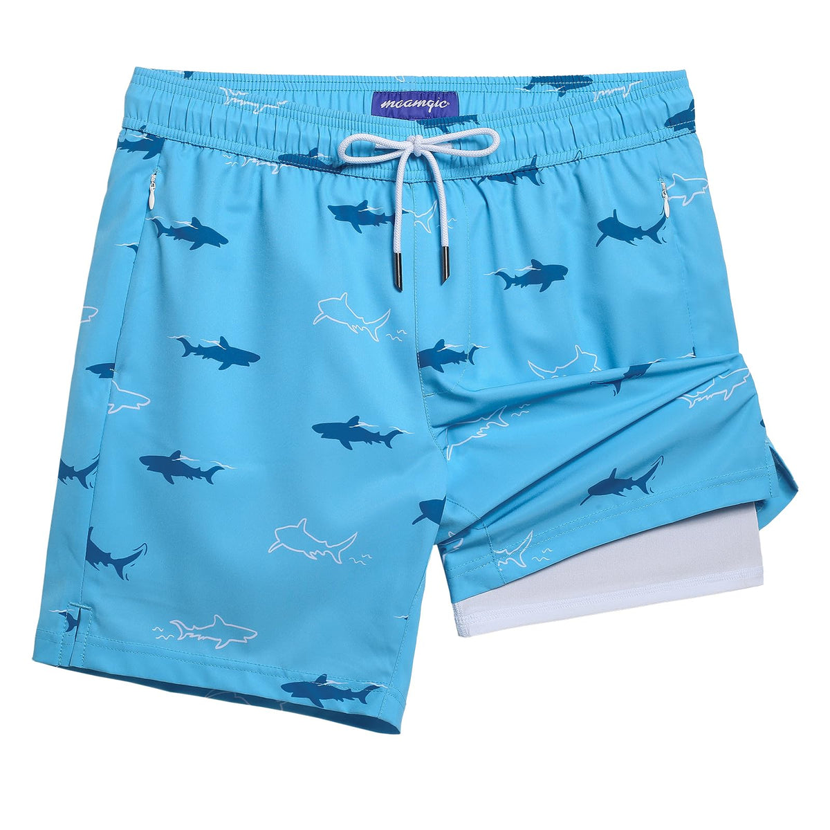 maamgic 2 in 1 Mens Swim Trunks 7 Inch Swim Shorts Swim Suits Board Shorts