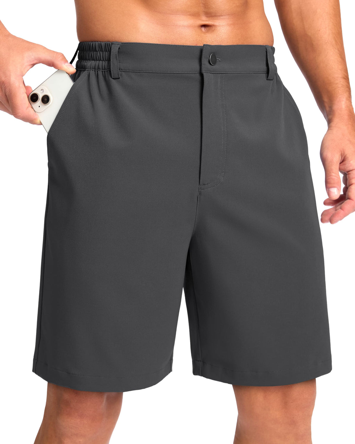 Pudolla Men's Casual Shorts 7"/9"/5" Lightweight Golf Shorts with 3 Pockets Stretch Quick Dry Comfy Work Shorts