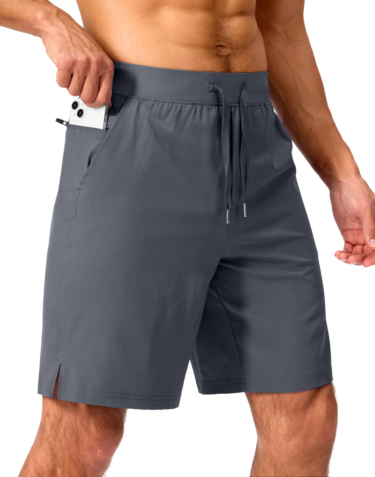 Soothfeel Men's Athletic Running Shorts Zipper Pockets 9"/7"/5 Workout Gym
