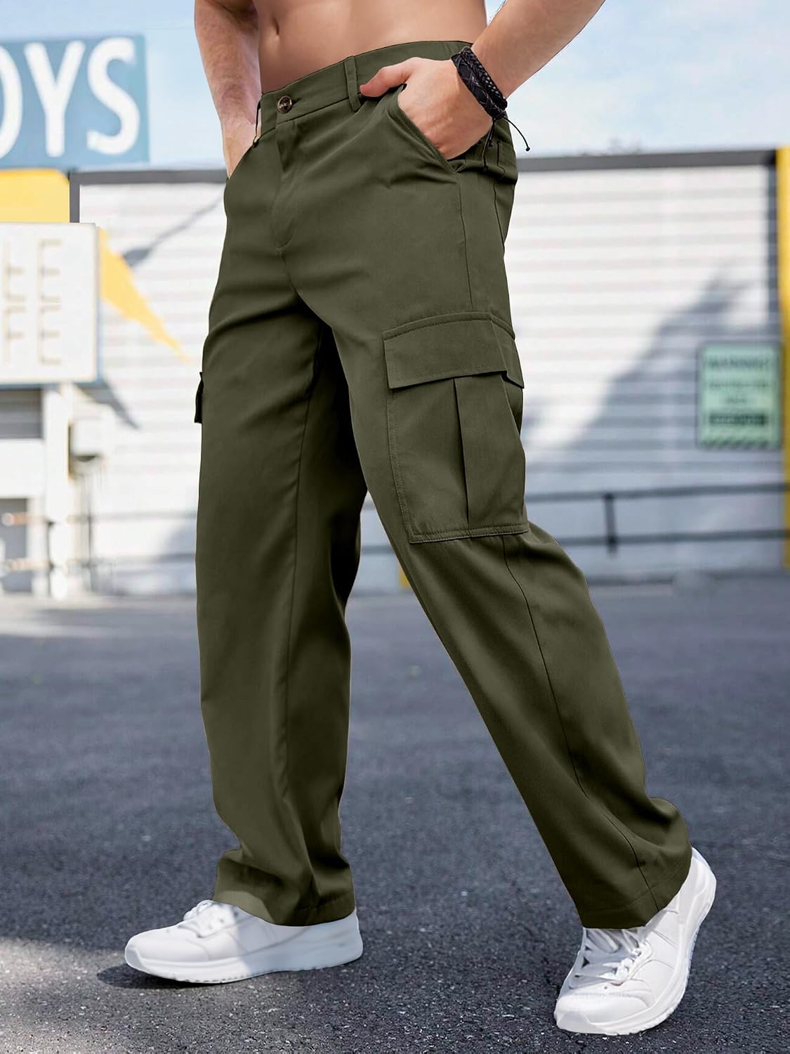 Comdecevis Men's Casual Cargo Pants Relaxed Fit Work Pants