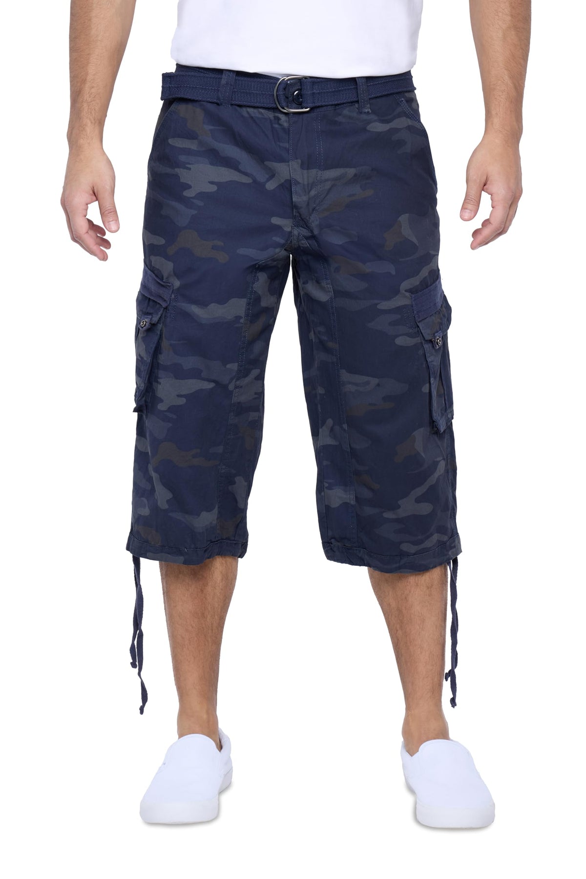 X RAY Men's Belted Long Cargo Shorts for Men, Below Knee Length Mens Cargo Shorts, 3/4 Pants (Big and Tall Shorts for Men)
