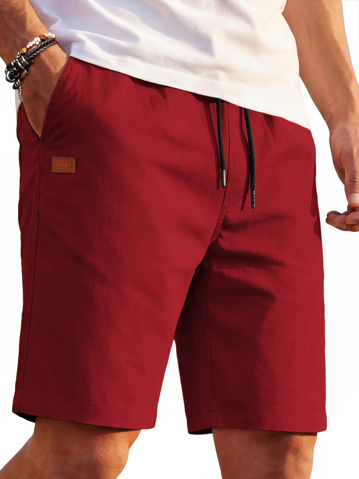 COOFANDY Mens Casual Cotton 9'' Shorts Drawstring Summer Beach Chino Shorts