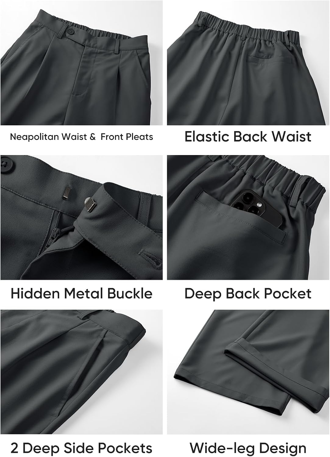JMIERR Mens Baggy Casual Dress Pants Lightweight Pleated Old Money Wide Leg Pants Loose Relaxed Fit Trousers