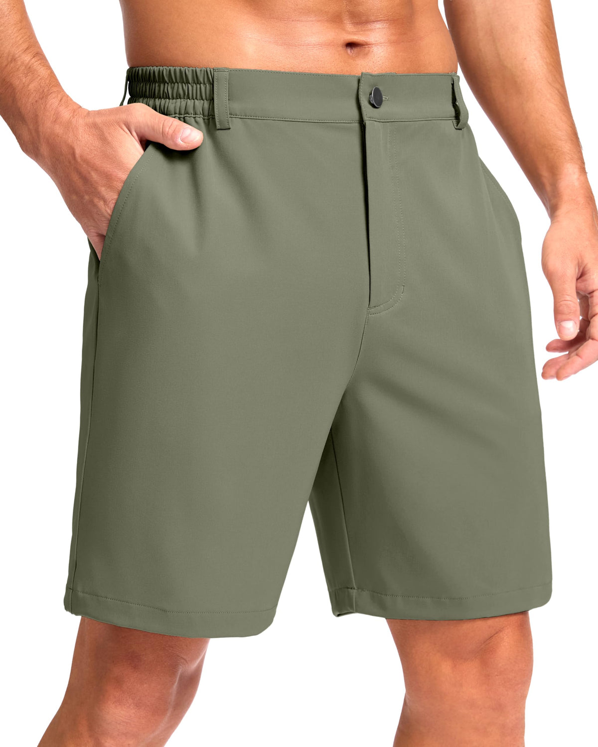 Pudolla Men's Casual Shorts 7"/9"/5" Lightweight Golf Shorts with 3 Pockets Stretch Quick Dry Comfy Work Shorts
