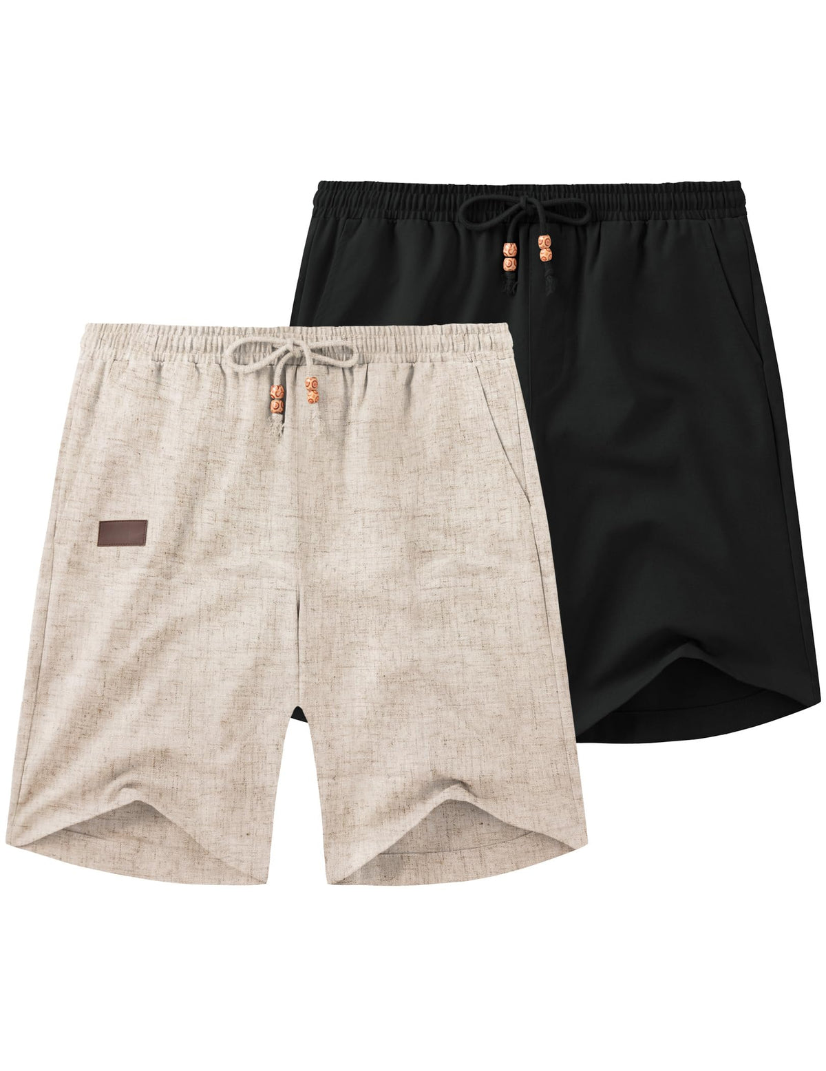 COOFANDY Men Linen Beach Shorts Casual Drawstring Summer Vacation Shorts