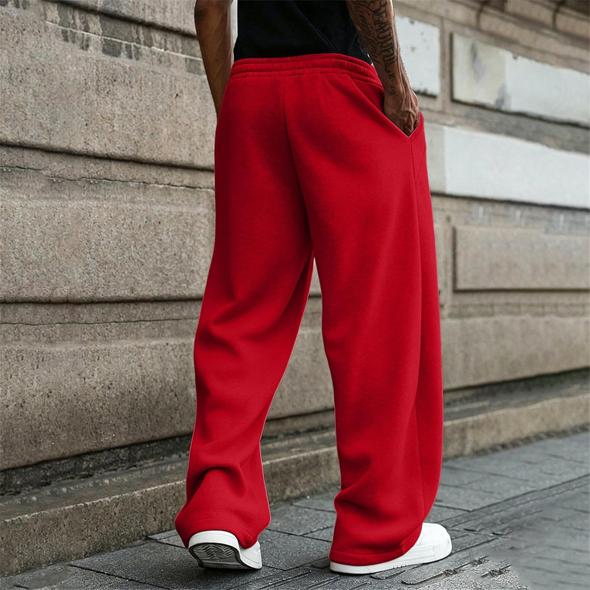 Men's Baggy Sweatpants Loose Fit Cool Active Elastic Waist Trousers