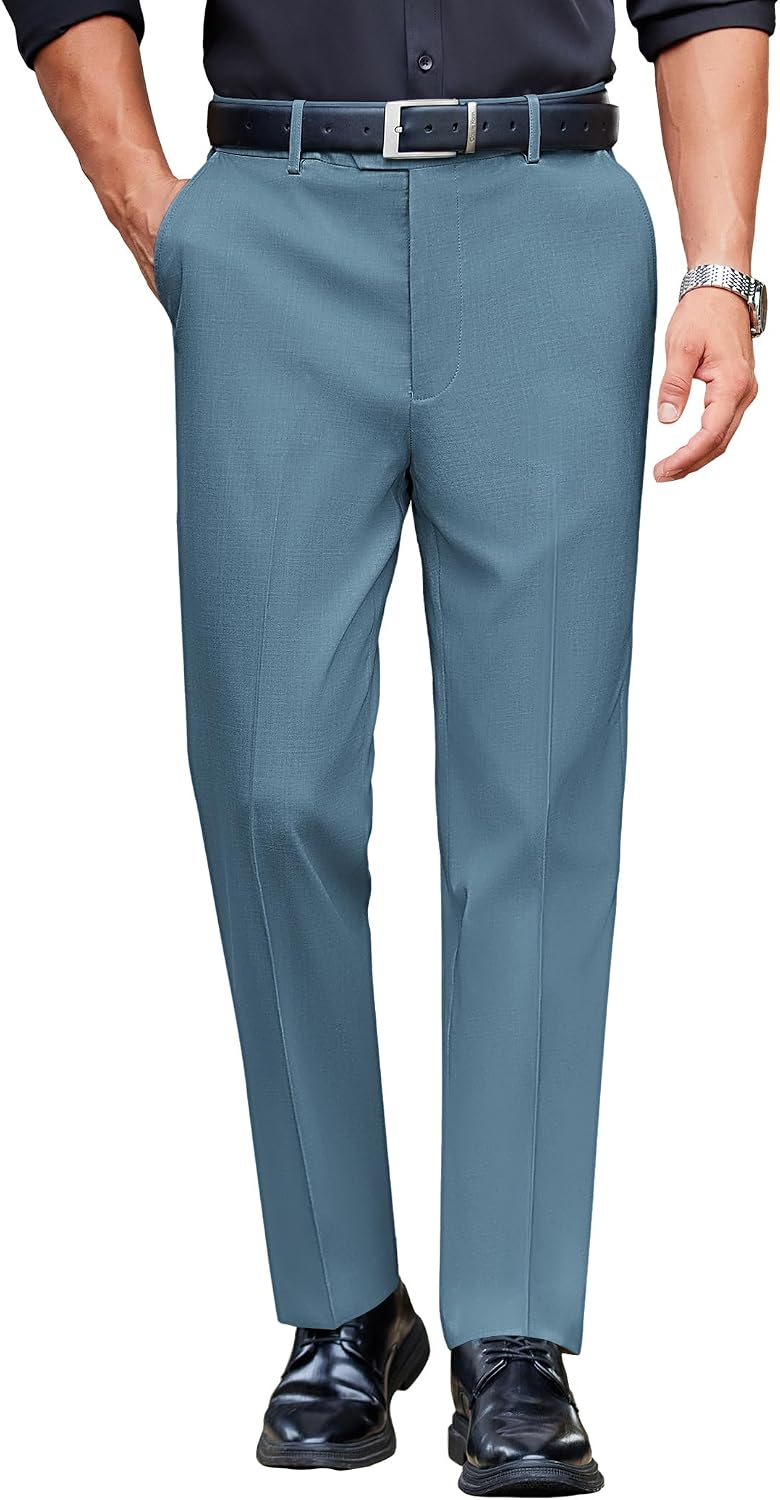 COOFANDY Men Dress Pants Slim Fit Expandable Waist Suit Pant Casual Slacks