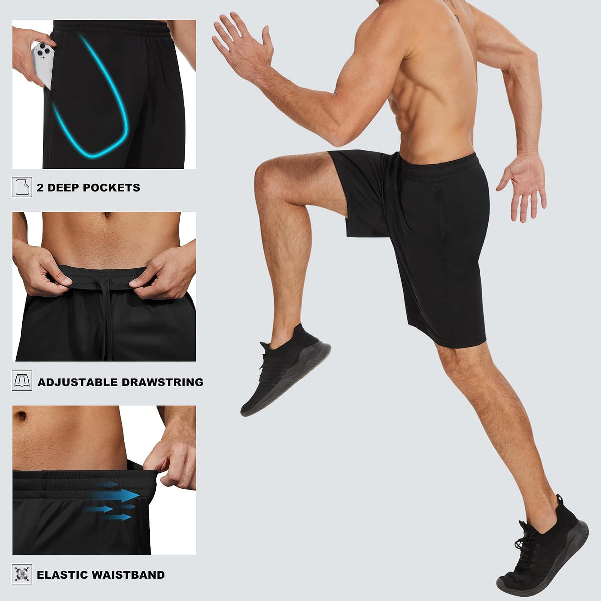 Men's Athletic Shorts with Pockets Activewear Workout