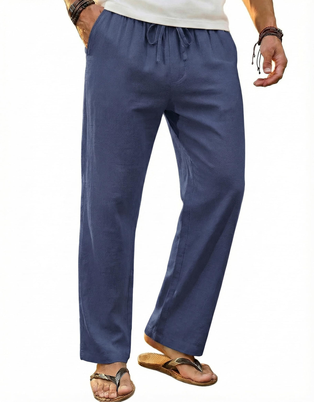 COOFANDY Men's Linen Pants Casual Loose Fit Beach Summer Yoga Pant Lightweight Drawstring Linen Trousers