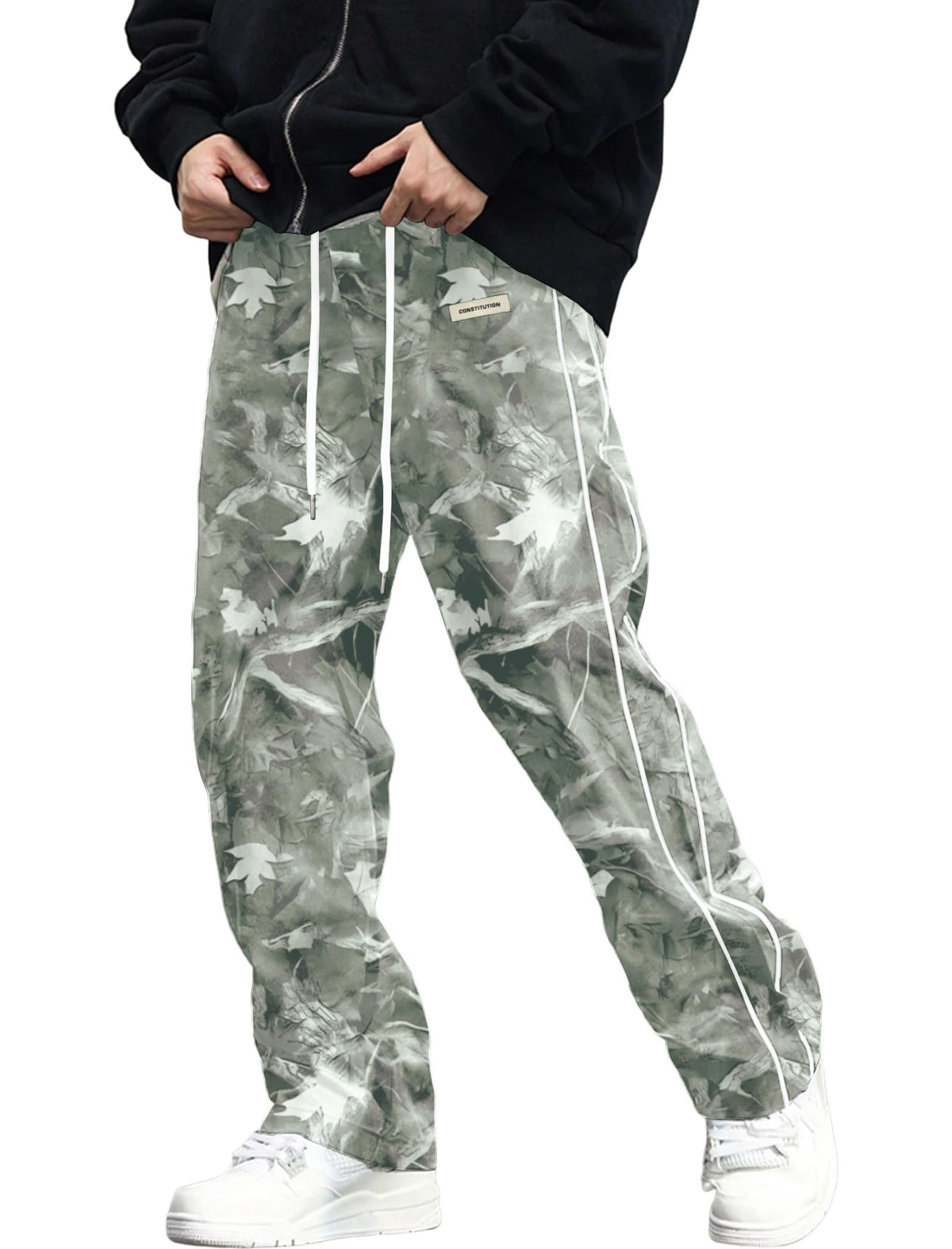 ZAFUL Mens Casual Sweatpants Stripe Drawstring Letter Y2K Baggy Track Pants