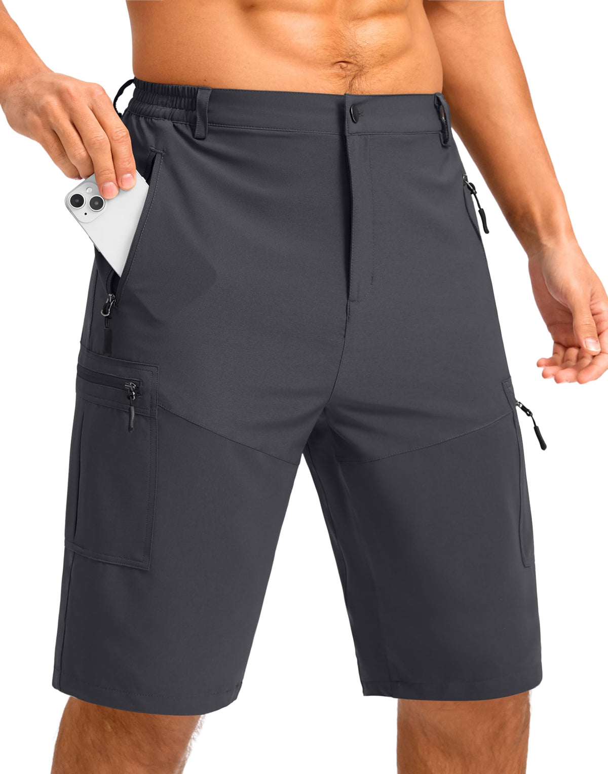 Pudolla Men's Hiking Cargo Shorts 9"/7"/11" Lightweight Outdoor Shorts for Men Trip Golf Camping Casual with 5 Zipper Pockets