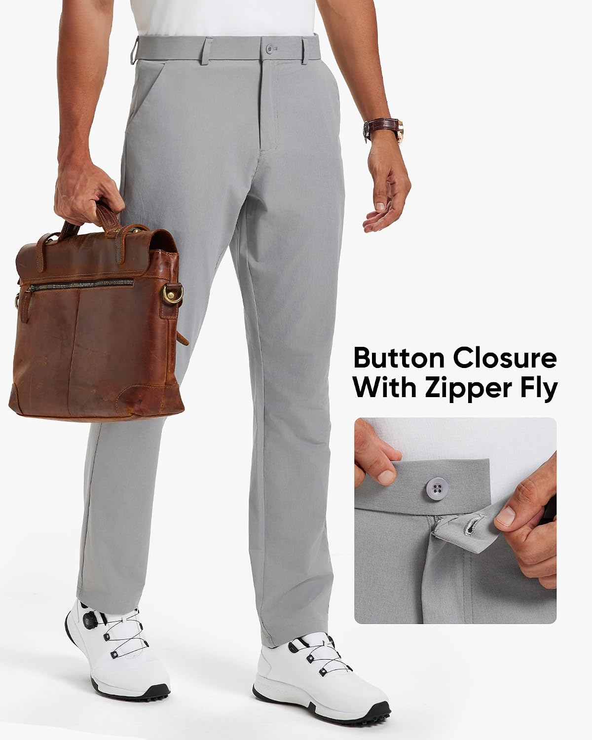 Men's Golf Pants Chinos Stretch Work Dress Quick Dry 30"/32"/34"