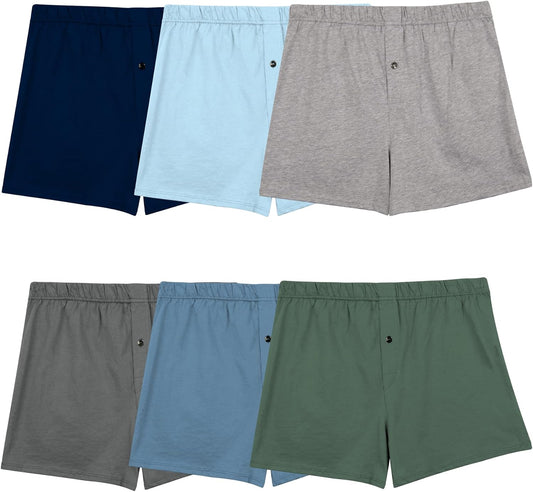 Fruit of the Loom mens Tag-free Knit Boxer Shorts, Relaxed Fit, Moisture Wicking, Assorted Color Multipacks